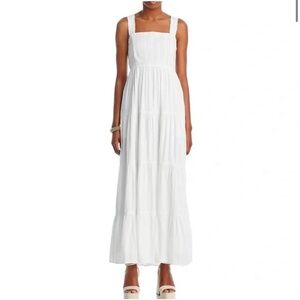 64. PAIGE $278 Ginseng Tiered Maxi Dress in white